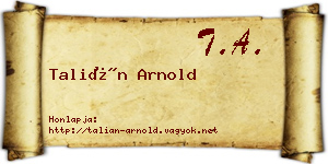 Talián Arnold névjegykártya